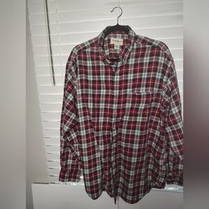 Eddie Bauer Vintage Flannel Red and Black Plaid Button Down Shirt Large